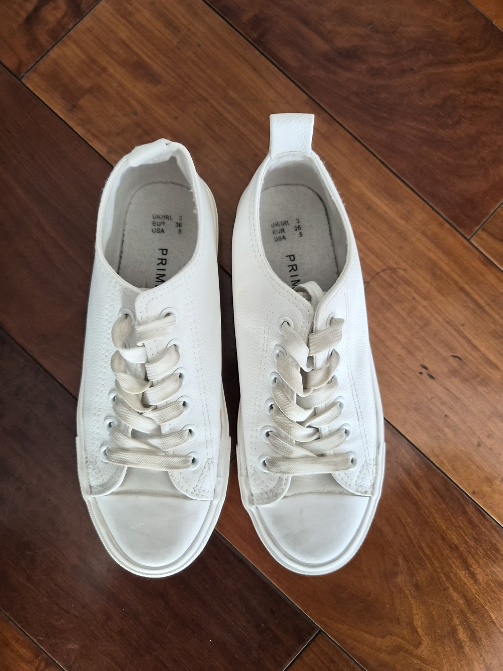 Primark White Faux Leather Low-Top Sneakers - Size US 5 / EU 36